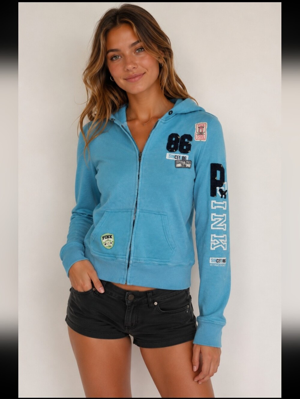 Vintage VS Pink Turquoise Heavywt Hoodie "My Favorite Sweats" Collection Large